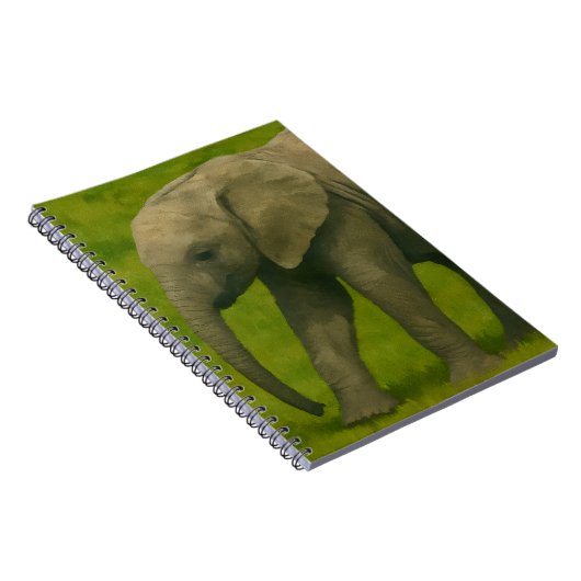 Junger Elefant mit Guardian im Grassy Reserve Notizblock (Rechte Seite)