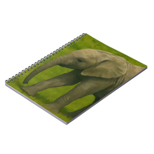 Junger Elefant mit Guardian im Grassy Reserve Notizblock (Linke Seite)