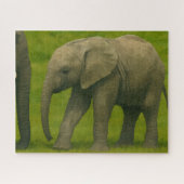 Junger Elefant mit Guardian im Grassy Reserve Puzzle (Horizontal)