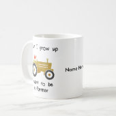Junger Hahn u. gelber Traktor-ICh wollen, um ein Kaffeetasse (Vorderseite Links)
