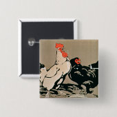 Junger Hahn und Henne (Farbelitho) Button (Vorne & Hinten)