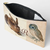 Junger Hase (Kaninchen) und Eule-Monogramm Zubehörtasche (Offen)