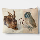 Junger Hase (Kaninchen) und Eule-Monogramm Zubehörtasche (Rückseite)