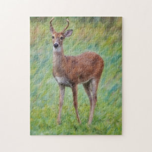 Junger Hirsch Wild Natur Kunst Puzzle
