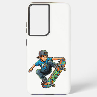 Junger Junge beim Skateboardfahren Samsung Galaxy Hülle