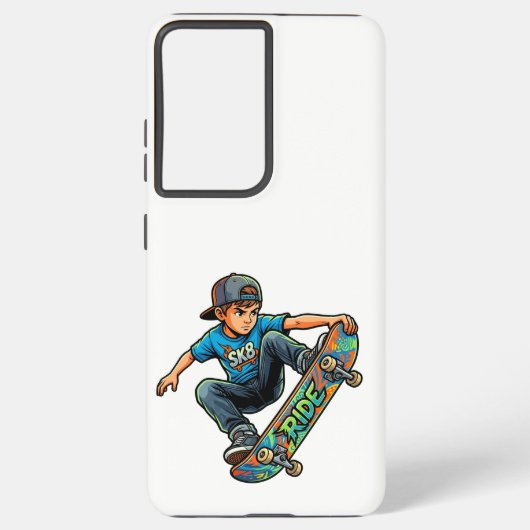 Junger Junge beim Skateboardfahren Samsung Galaxy Hülle (Rückseite)