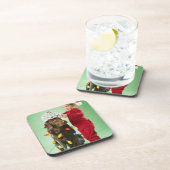 Junger Junge, der Weihnachtslichter um einen Hund Untersetzer (Rechte Seite)