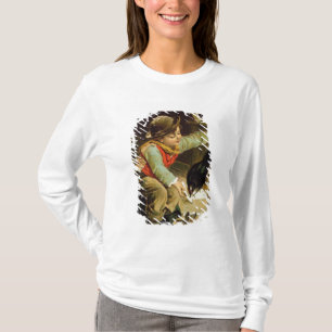Junger Junge mit Vögeln im Schnee T-Shirt