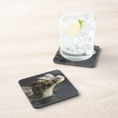 Junger Kaiman im Wasser mit Reflexion Getränkeuntersetzer (Rechte Seite)