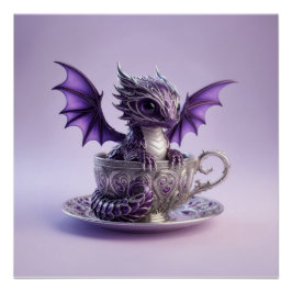 Junger lila-weißer Fairmont-Drache in einer Tasse Poster