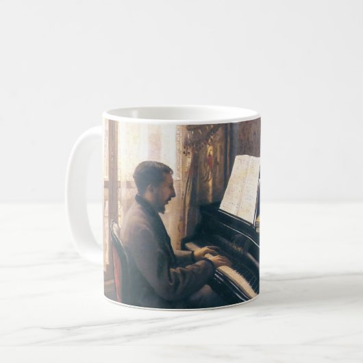 Junger Mann am Klavier von Caillebotte Kaffeetasse (Vorderseite Links)