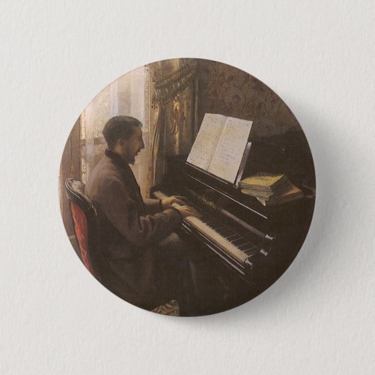 Junger Mann am Klavier von Gustave Caillebotte Button (Vorderseite)