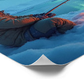 Junger Mann beim Eisfischen Poster (Ecke)