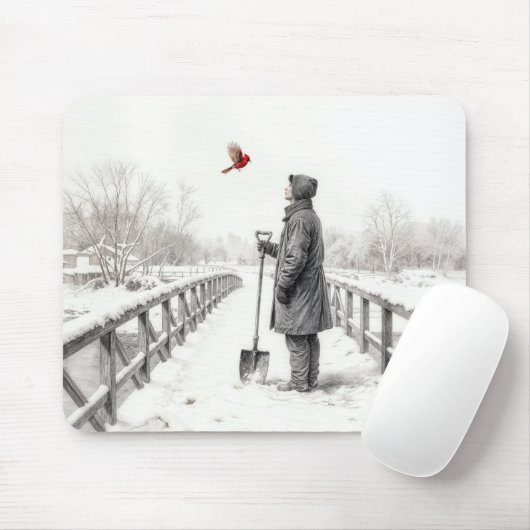 Junger Mann beobachtet einen Kardinal Mousepad (Mit Mouse)
