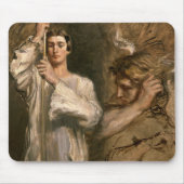 Junger Mann, der ein Kreuz hält Mousepad (Vorne)