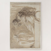 Junger Mann erhebt sich, hält die Frau bewusstlos Puzzle (Vertikal)