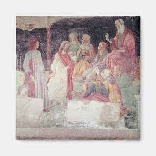 Junger Mann gegrüßt durch sieben Freie Künste Magnet