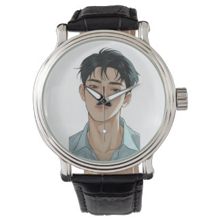 Junger Mann in einem weichen Armbanduhr