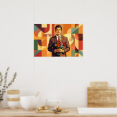 Junger Mann mit Bouquet Bauhaus Kunst Personalized Poster (Küche)