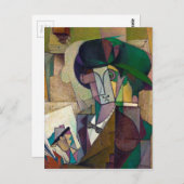 Junger Mann mit einem Füllfederhalter von Diego Ri Postkarte (Vorne/Hinten)