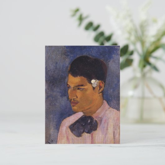 "Junger Mann mit einer Blume" - Paul Gauguin Postkarte (Stehend Vorderseite)