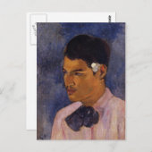 "Junger Mann mit einer Blume" - Paul Gauguin Postkarte (Vorne/Hinten)