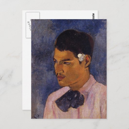 "Junger Mann mit einer Blume" - Paul Gauguin Postkarte (Vorne/Hinten)