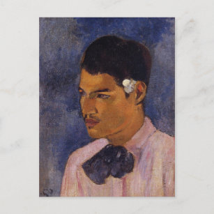 "Junger Mann mit einer Blume" - Paul Gauguin Postkarte