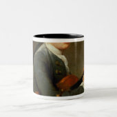 Junger Mann mit einer Violine Zweifarbige Tasse (Mittel)