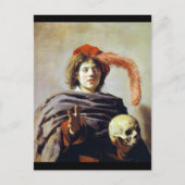 Junger Mann mit Schädel Postkarte (Vorderseite)
