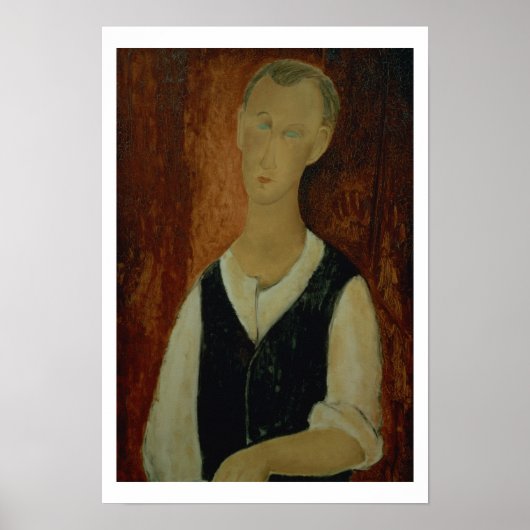 Junger Mann mit schwarzem Waistcoat, 1912 (Öl auf Poster (Vorne)