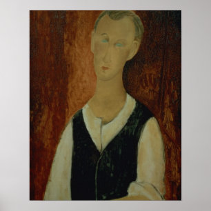 Junger Mann mit schwarzem Waistcoat, 1912 (Öl auf  Poster