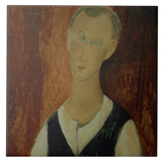 Junger Mann mit schwarzen Waistcoat, 1912 (Öl kann Fliese (Vorderseite)