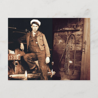 Junger Mechaniker Vintage-Foto Postkarte