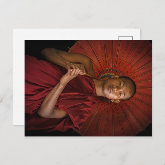 Junger Mönch in den Tempeln von Bagan Postkarte (Vorne/Hinten)