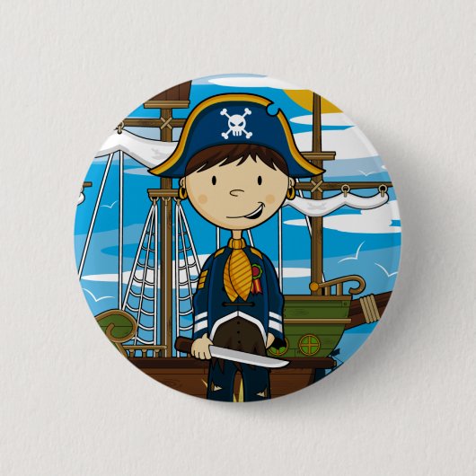 Junger Piraten-Kapitän Button Badge (Vorderseite)