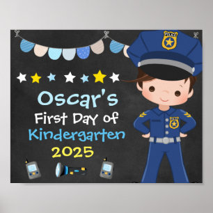 Junger Polizist Einschulung Schultafel Poster