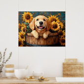 Junger Retriever in einem Fass Poster (Küche)