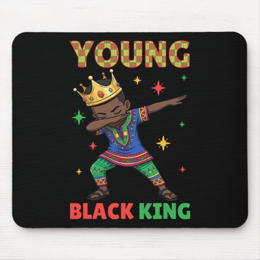 Junger schwarzer König Dabbing Krone Dashiki Kente Mousepad (Vorne)