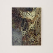 Junger Tiger, der mit seiner Mutter, 1830 spielt Puzzle (Vertikal)