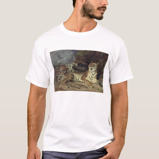 Junger Tiger, der mit seiner Mutter, 1830 spielt T-Shirt (Vorderseite)