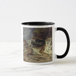 Junger Tiger, der mit seiner Mutter, 1830 spielt Tasse