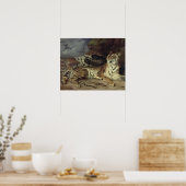 Junger Tiger spielt mit seiner Mutter, 1830 (Öl au Poster (Küche)