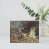 Junger Tiger spielt mit seiner Mutter, 1830 (Öl au Postkarte (Stehend Vorderseite)