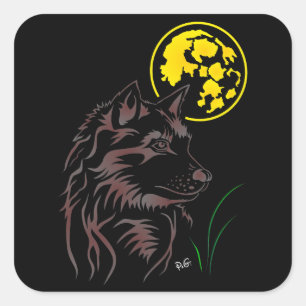 junger träumender Wolf Aufkleber