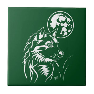 junger träumender Wolf Keramik Fotofliese Fliese