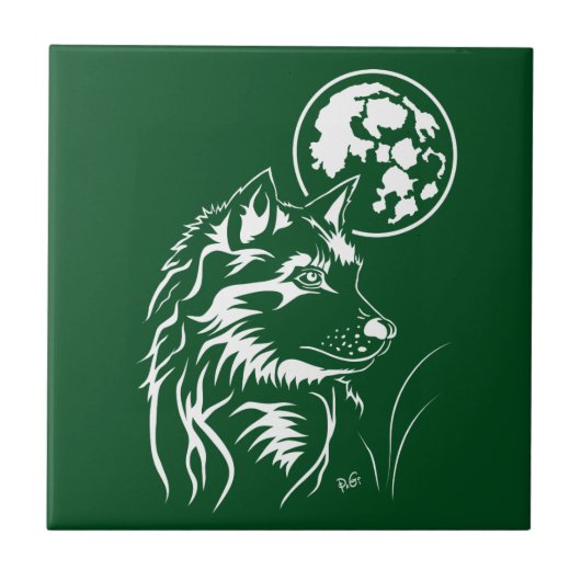 junger träumender Wolf Keramik Fotofliese Fliese (Vorderseite)