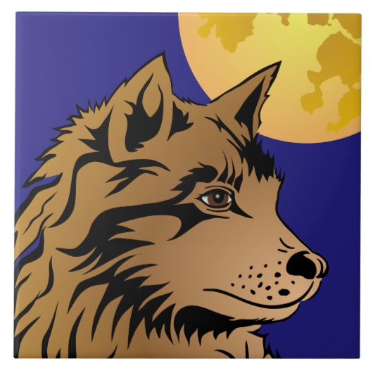 junger träumender Wolf Keramik Fotofliese Fliese (Vorderseite)