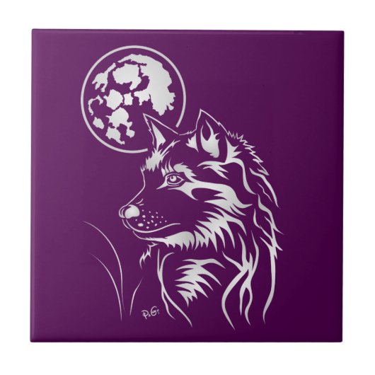 junger träumender Wolf Keramik Fotofliese Fliese (Vorderseite)