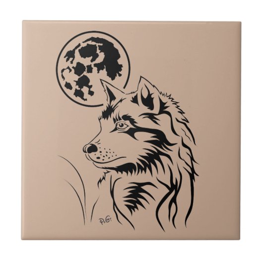 junger träumender Wolf Keramik Fotofliese Fliese (Vorderseite)